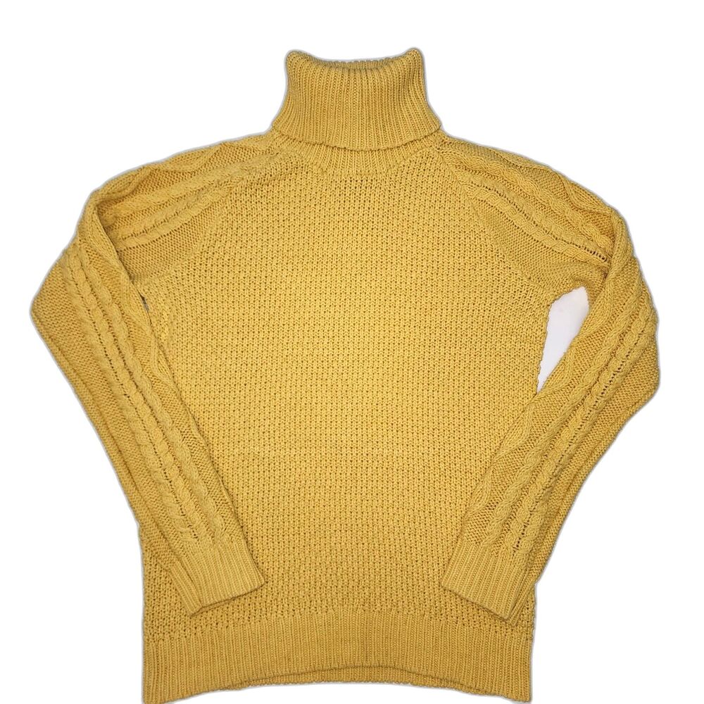 Vintage Lauren Ralph Lauren Yellow Chunky Cable Knit Turtleneck Sweater